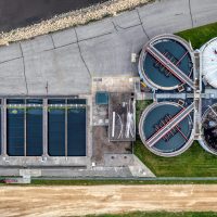 A comprehensive aerial perspective of a water treatment plant in Red Wing, Minnesota.